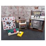 Tabletop Slot Machines, Dice Clock, Poker Chips