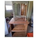Microwave Cart & Early Century Accent Table