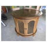 Round Wooden End Table with Storage