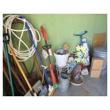Planters, Galvanized Trash Can, Hoses,
