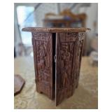 1960s Hand carved Teakwood Octogon Table - Folds