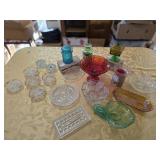 Ruby Red, Green & Clear Glass Serving Pieces