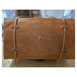 Hand Tooled Leather Suitcase - Vintage