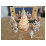 Porcelain Bisque 6 pc Family Christmas Scene w/