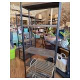 Metal 5 Shelf Shelving Unit & Metal/Glass Plant