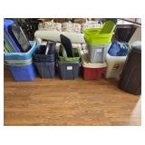 Large Lot of Plastic Totes, Garbage Can
