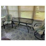Glass top patio table and 2 chairs