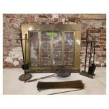 Brass Fireplace Glass Screen, fireplace tools &