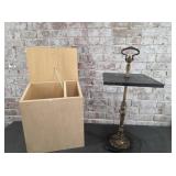 Wooden storage box, marble and brass accent