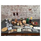 Candlestick holders, coasters, candles