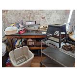 Garage work stool, chain, rolling yard cart,
