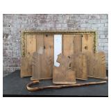 Vintage frame and wooden jewelery displays
