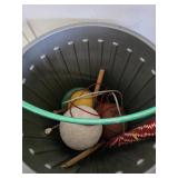 Rubbermaid Trash Can w/Contents - sports items