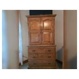 Oak Media Armoire with Drawers