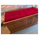 Oak Blanket Chest with Red Velvet Top