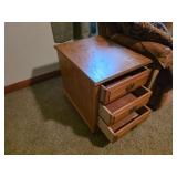 Oak Three-Drawer Bedside Table
