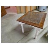 Small Wood and Faux Stone Side Table