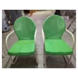 Pair of Mid-Century Green Metal Chairs