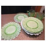 Vintage Green Uranium Glass Set