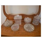 Vintage Pressed Glass Lidded Jar Set