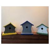 Set of Three Painted Wooden Birdhouses