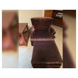Tufted Brown Velvet Armchair & Ottoman