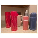 Collection of Vintage Thermos Bottles