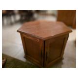 Vintage Hexagonal Oak End Table