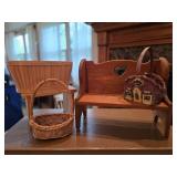 Vintage Heart Cutout Bench and Baskets