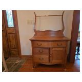 Antique Oak Washstand with Lyre Back