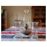 Vintage Oil Lamp and Hurricane Shades