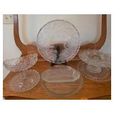Assorted Pressed Glass Serving