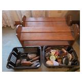 Vintage Shoe Care Kit & Oak Rack