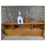 Wooden Bench & Birdhouses
