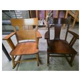 Pair of Mission Style Oak Rocking Chairs