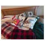 Assorted Decorative Pillows and Blankets