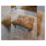 Floral Upholstered Wooden Footstool
