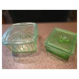 Two Vintage Uranium Glass Refrigerator