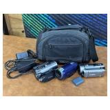 Three Camcorders - Sony, Canon with