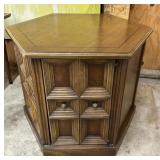 Vintage Hexagon Side Table with Storage