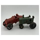 Vintage Cast Iron Tractor and Race Car