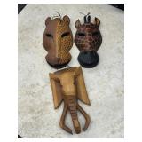 Carved Wood African Animal Masks