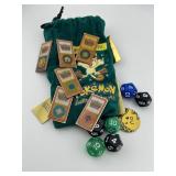 Vintage Pokemon League Pins, Pouch, Dice