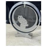 Etched Glass Owl Hanging Display