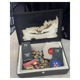 Vintage Jewelry Box with Military Metals and More