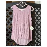 New Knox Rose Pink High Low Sleeveless Shirt