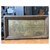 Vintage Brass Dallas Cowboy Framed Sign
