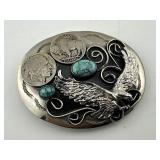 Vintage Eagle Belt Buckle with Turquoise