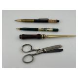 Vintage Advertising Pens, Scissors, and Letter
