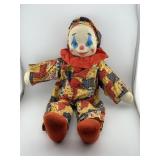Vintage Stuffed Clown with Rubber Face